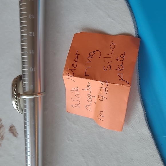 925 Silver White Agate Ring Size 8.5 - Picture 7 of 7